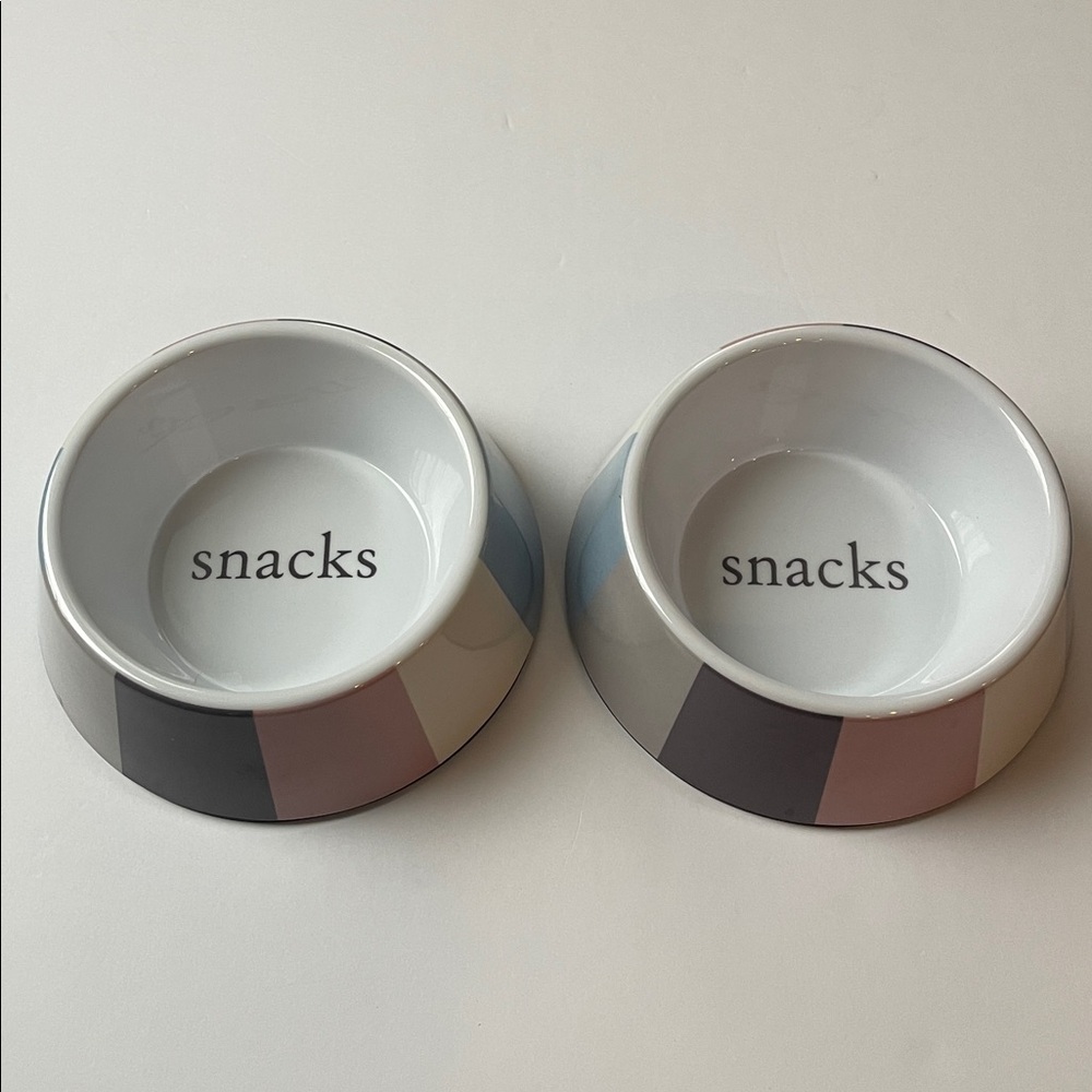 Whisker City Vertical‎ Striped Melamine Cat Snack Bowls